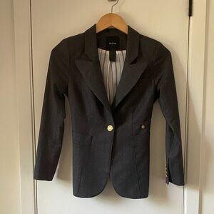 Smythe Duchess Wool Dark Gray Blazer with Gold Buttons